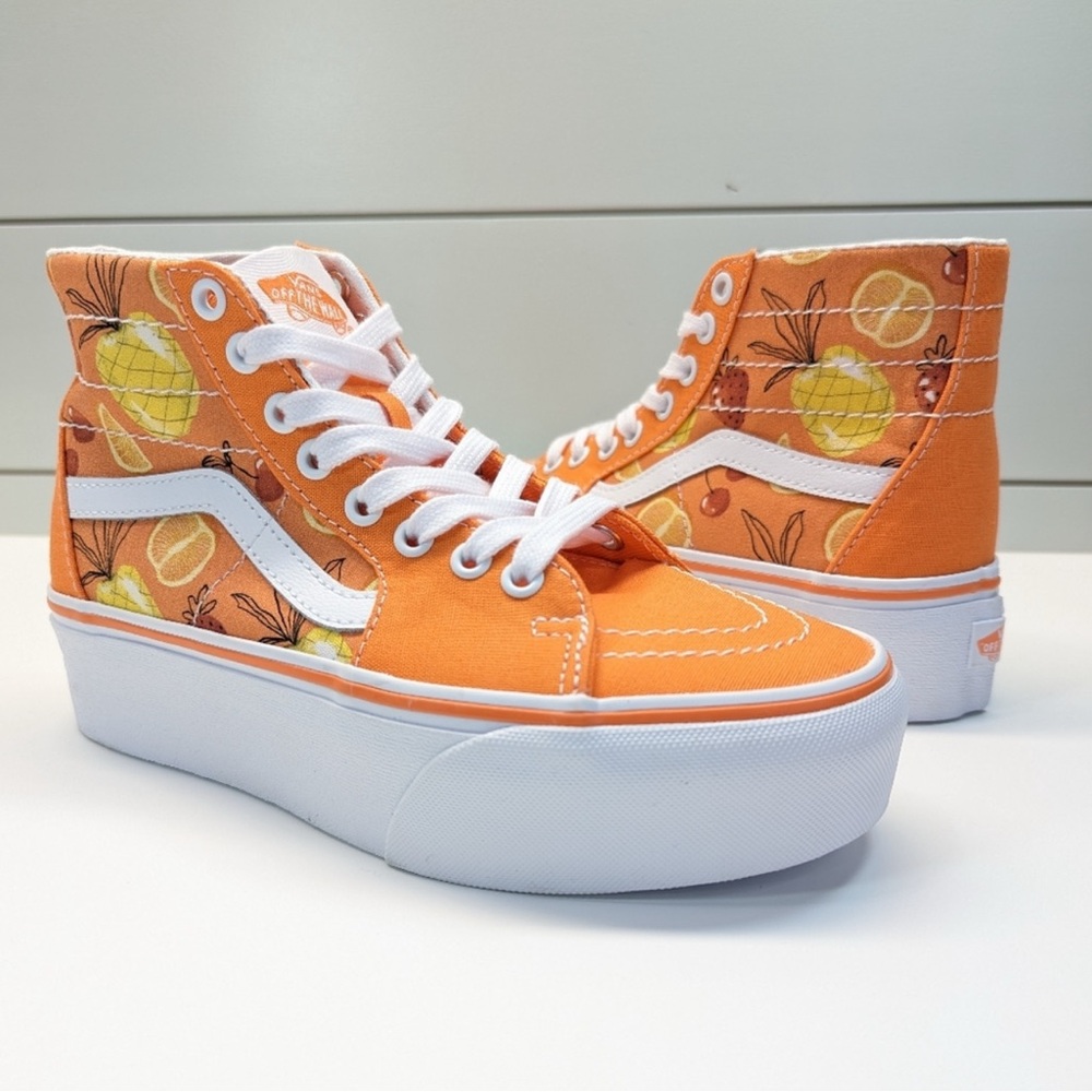 Vans Orange and White Platform Sneakers